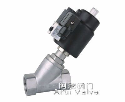 供应【带电磁阀Y型螺纹气动角座阀】